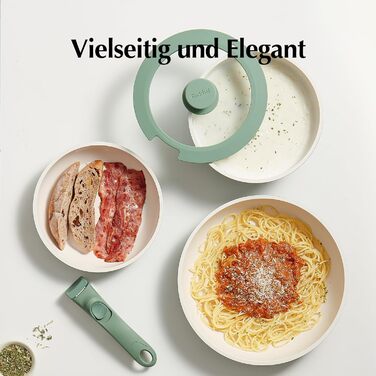 Набір посуду Redchef 16 предметів з антипригарним покриттям Ceramic, знімні ручки. Каструлі та сковорідки 18/20, 20/26, 26см. Підходить для всіх типів плит, духовка.
