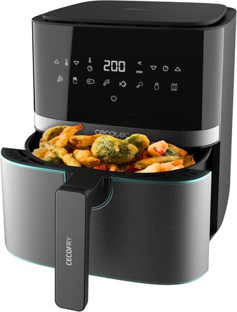 Фритюрниця без олії Cecotec Cecofry Full InoxBlack Pro 5500, 5.5 л, 1700 Вт, 8 режимів, PerfectCook, сталь