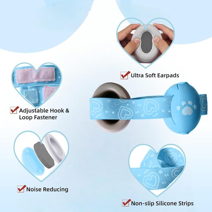 Навушники для захисту слуху дитини, 25db, для дітей до 36 місяців, з шумозаглушенням, блакитні