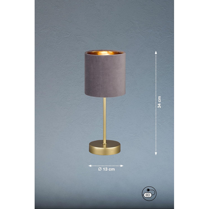 Торшер Fischer & Honsel Aura: класичний дизайн, золото, м'ятний, тканинний плафон, висота 34 см