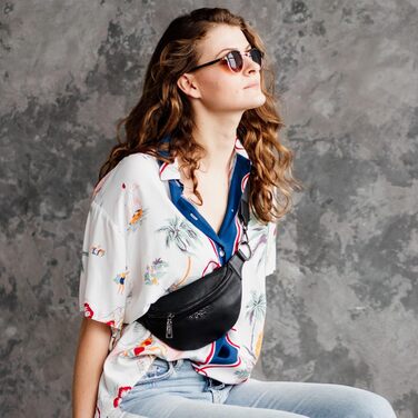 Berliner Bags преміум поясна сумка Mona з натуральної шкіри, через плече, кросбоді, чорна, M