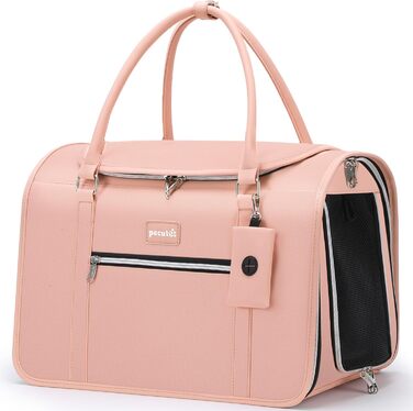 Транспортна переноска для котів та собак Pecute, рожева, з PU-шкіри, для подорожей