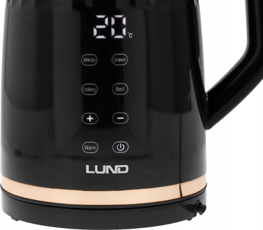 Електричний чайник LUND 2200 Вт, 1,7 л, чорний, з регулюванням температури 40-100°C