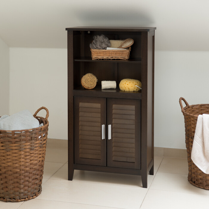 Relaxdays Bathroom Cabinet, Dark Brown, LAMELL