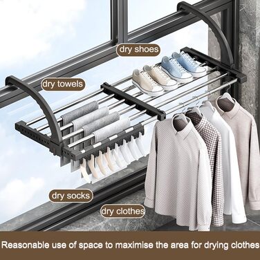 Висувна сушилка для білизни з нержавіючої сталі, турбо-тип, 6 крил, 3 рівні, для дому та вулиці, 64-110 см