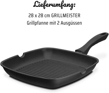 Grillmeister GSW 413251 Пательня гриль алюмінієва з 2 виливами 28x28 см чорна
