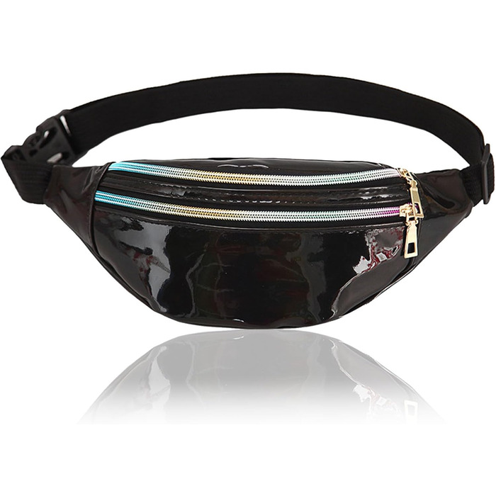 Стильна поясна сумка-фенні-пак AYNKH з трьома відділеннями, водонепроникна, унісекс (Яскраво-чорний)