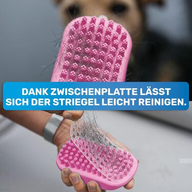 Гумовий щіток для короткошерстих собак та котів BluePet з масажним ефектом | Для видалення відмерлого підшерстка, пилу та бруду | Ідеальний для миття та масажу з шампунем (рожевий)