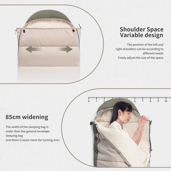 Спальний мішок Naturehike для дорослих: легкий, теплий, бавовняний, для кемпінгу та туризму (зелений, B300)