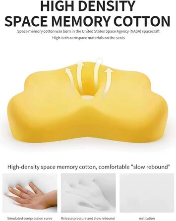 Ортопедична подушка для сидіння з Memory Foam | Ергономічна для офісу, авто та дому – проти болю в спині, геморою та ішіасу | Пральна, дихаюча | Рекомендовано до 95 кг