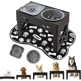 Набір мисок для собак і котів 3-в-1 з регулюванням висоти, антиковзною підстилкою та захистом від розливання (2x1000 мл)