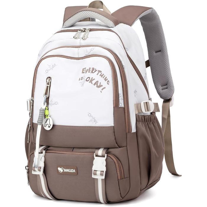 Шкільний рюкзак для підлітків, 36L, для дівчаток 3-9 класів, великий, стильний, для ноутбука 16 дюймів, підходить для валізи (колір: коричневий)