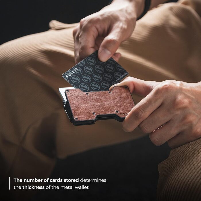 Чоловіче картхолдер VULKIT з кліпсою для грошей, металевий, тонкий, RFID захист, зелений (ретро шкіра)