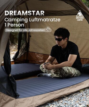 Надувний матрац OneTigris Dreamstar самонадувний (70x198 см) сірий для кемпінгу, подорожей та автомобіля