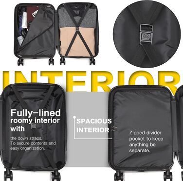 Валіза ручної поклажі KONO 55x38x22 см, 33 літри, сірий, ABS, з колесами