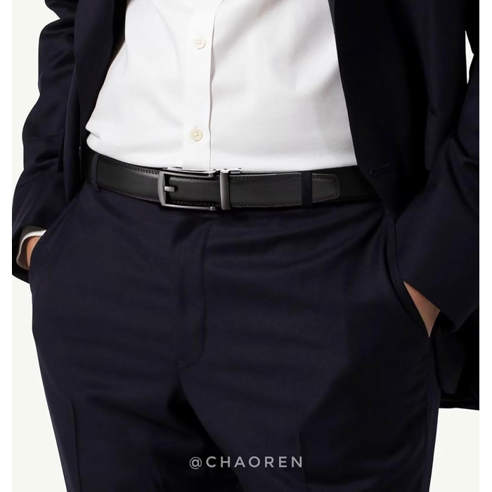 Чоловічий шкіряний ремінь CHAOREN з автоматичною пряжкою, 32 мм, для бізнесу та офіційних заходів, без дірок, розмір 100-110 см (загальна довжина 125 см)