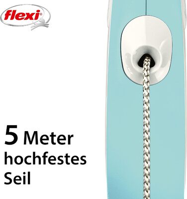 Висувна повідка для собак Flexi, м'який хват, 3/5/8 м, 8-20 кг, блакитний, M