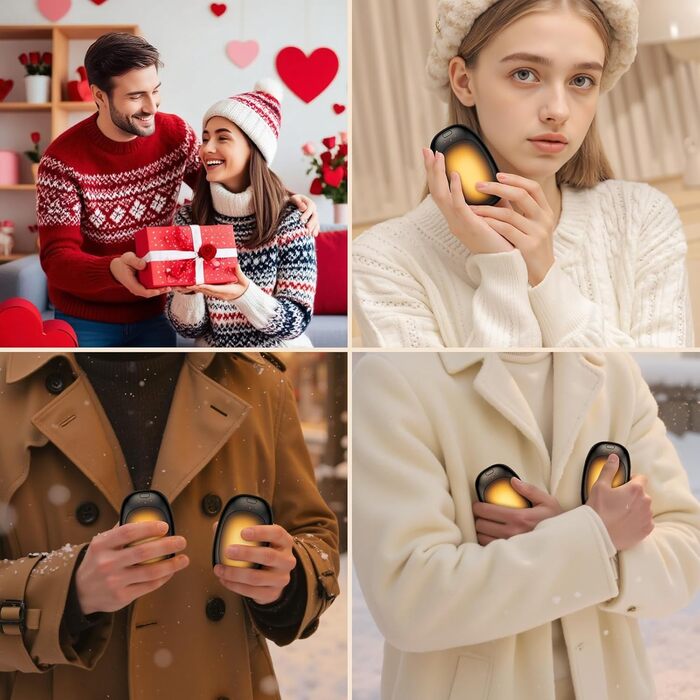 Jonwall Електричні грілки для рук 2 шт., USB-грілки, багаторазові, 3 режими нагріву, портативні, для кемпінгу, гольфу, чорні