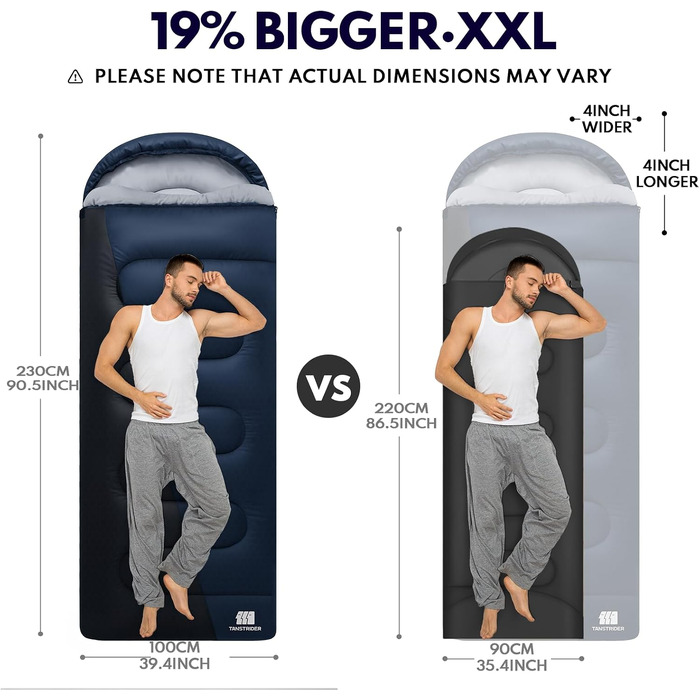 Зимовий спальний мішок 0°C XXL для дорослих, теплий кемпінговий спальник з компресійним мішком для похідів, полювання та подорожей, синій (3.2 кг)