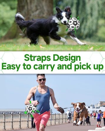 Interactive Dog Toy, Football with Gripping Flanges, Durable Dog Balls for Small and Medium Breeds, Water Toy, Suitable for Indoor and Outdoor Use
