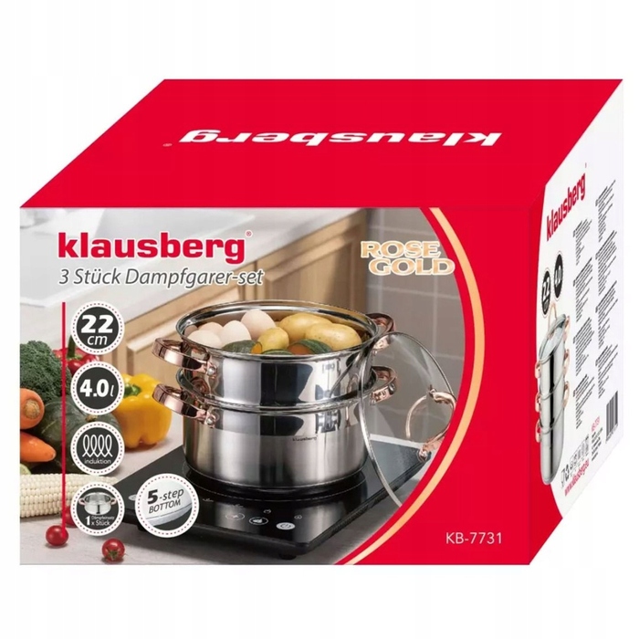 Парова каструля Klausberg (3 елементи), 22 см, Rose Gold, KB-7731