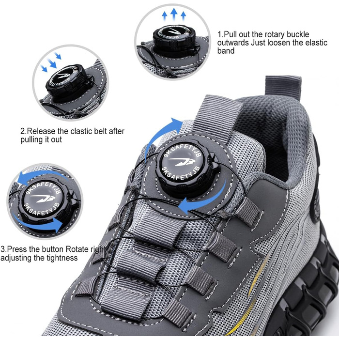 Робочі черевики з металевим підноском для чоловіків та жінок. Безпечні черевики Unisex, спортивний дизайн, легкі, антипрокольні, розміри 38-46 EU, сірий колір