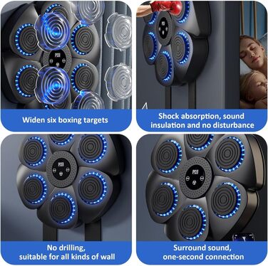 YeahBoom Музична Bluetooth Бокс-машина: тренажер для ударів з музикою, настінний, розумний, електронний