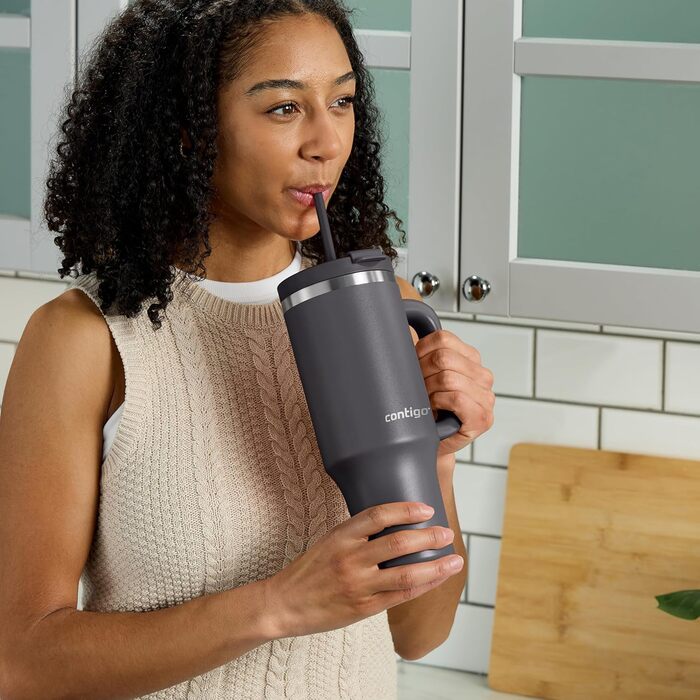 Contigo Streeterville Thermos Flask 1200 ml with Handle and Straw | Insulated Stainless Steel Thermos Drinking Bottle with Lid | Keeps Drinks Cold for 29 Hours | Travel Mug | Thermos Mug | BPA-Free