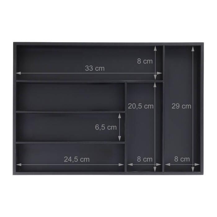 Relaxdays Black Cutlery Box with 6 Compartments