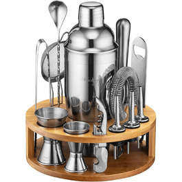 Набір для приготування коктейлів Mixology & Craft Cocktail Set 15-TLG. з нержавіючої сталі, барний аксесуар, сріблястий