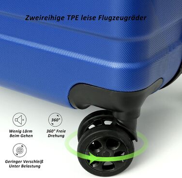 Набір валіз TANTOMI 3 шт., ABS, з колесами, 20/24/28 дюймів, блакитний, ручна поклажа (M)