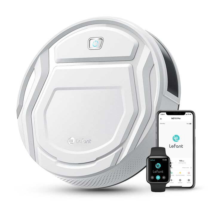 Робот-пилосос LEFANT M2 Pro з автоматичною системою очищення контейнера, лазерною навігацією та картографією, індивідуальним налаштуванням, уникненням перешкод та потужністю 6000 Pa, ідеальний для видалення шерсті тварин, білий (M210P)