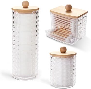 Організатор для ватних дисків та паличок: набір з 3 шт. з акрилу для ванної кімнати