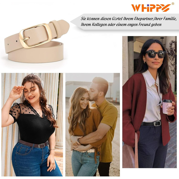 Жіночий шкіряний ремінь WHIPPY великого розміру з міцною пряжкою для джинсів, штанів та суконь