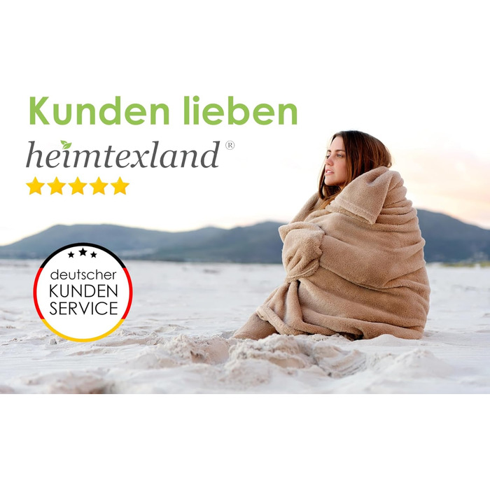 Плед Kuscheldecke Heimtextland: теплий фланелевий плед 150x200 см, бежевий, м'який, без ворсу, сертифікат Öko-Tex