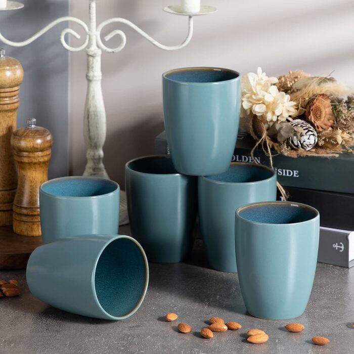 Handle-less cups, Vancasso BUBBLE 12-piece stoneware cup set, coffee cups 380ml
