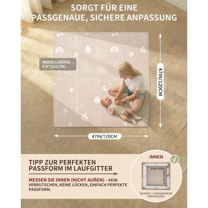 Дитячий килимок для ігор Krabbelmatte 150x180 см, складаний, водонепроникний, антиковзкий, з сумкою для перенесення (Ліс)