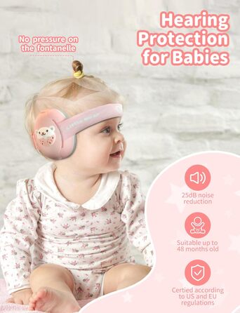 Навушники для дітей Baby Gehörschutz - 2-в-1, захист вух, зменшення шуму, регульоване наголов'я (Рожевий)