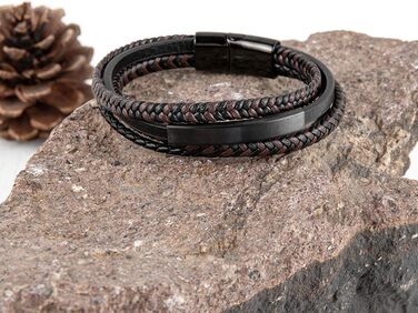 Чоловічий браслет з шкіри, плетіння, коричнево-блакитний, 21 см, ідеальний подарунок на День батька, чоловічий аксесуар