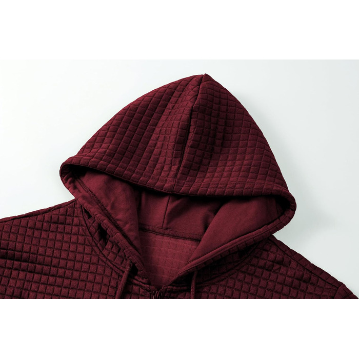 Світшот JMIERR для чоловіків з капюшоном, з довгим рукавом, в стилі вафлі, з блискавкою та кишенями (червоний, M)