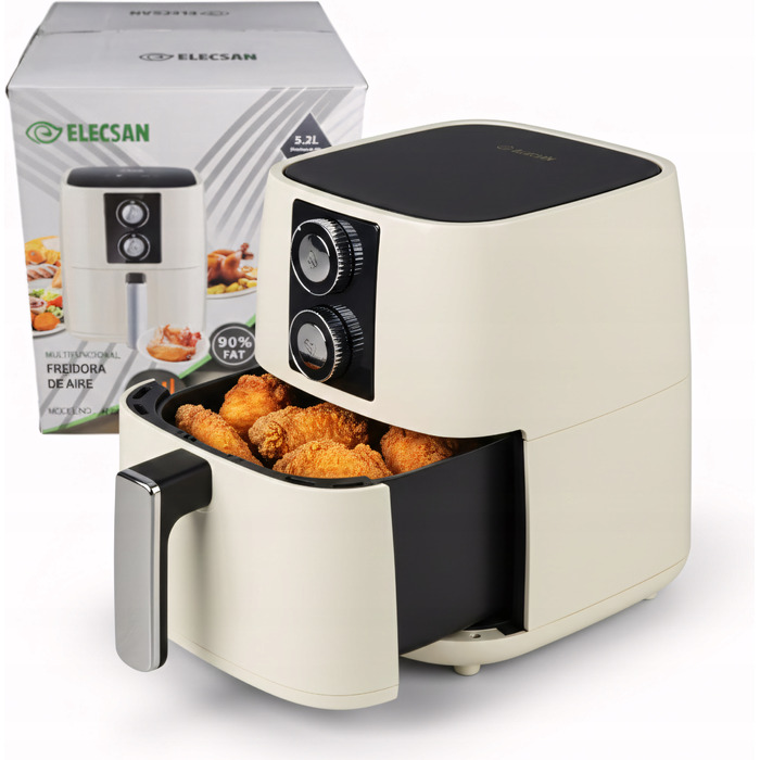 Аерофритюрниця Air Fryer XXL 5.2 л, 1500 Вт — Безмасляна фритюрниця з великою чашею та 5 програмами