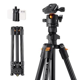 Подорожній штатив для камери K&F Concept 160 см, алюмінієвий трипод для DSLR з панорамною кулею 360° та швидким затискачем