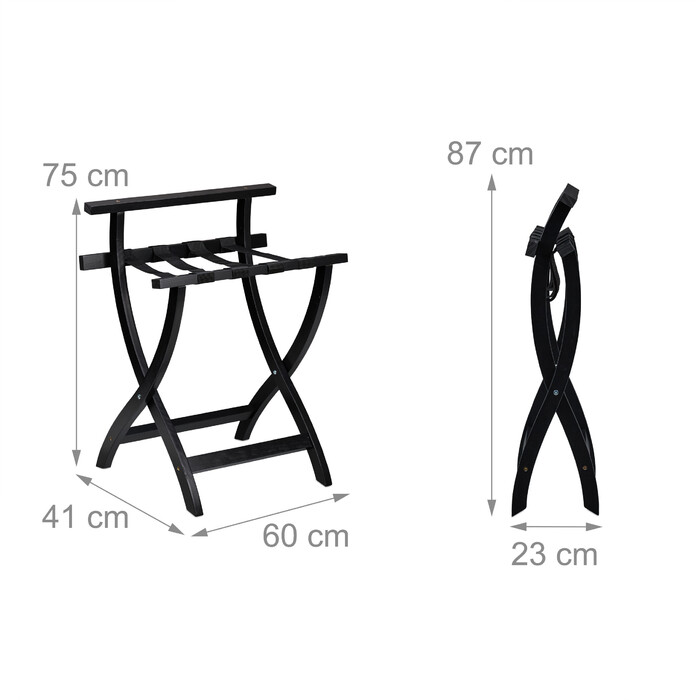 Relaxdays Black Suitcase Stand with Wall Protection