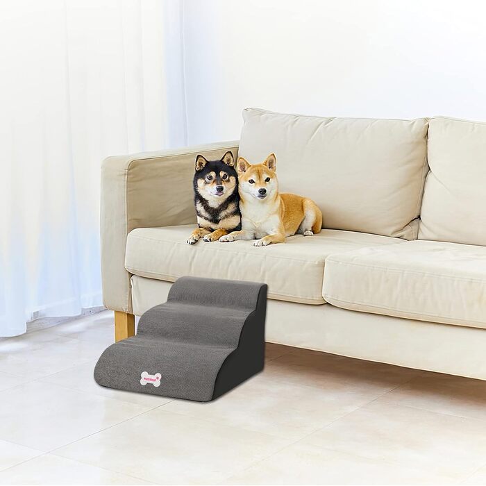 Сходинки для домашніх тварин Galatée знімні, чорного кольору, 3 ступені, знімний чохол на блискавці, губка високої щільності