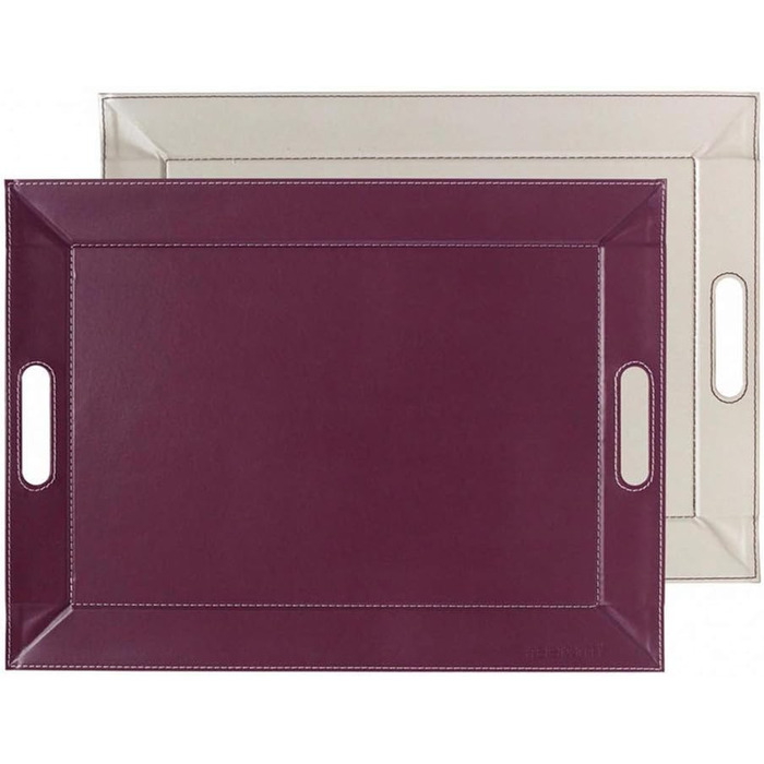 Freeform DUO Tablet 55 x 41 cm | Plum/Ivory | 2-in-1 Serving Tray and Placemat | Heat-resistant swivel tray up to 90°C | Faux leather rectangular tray | with handles for carrying
