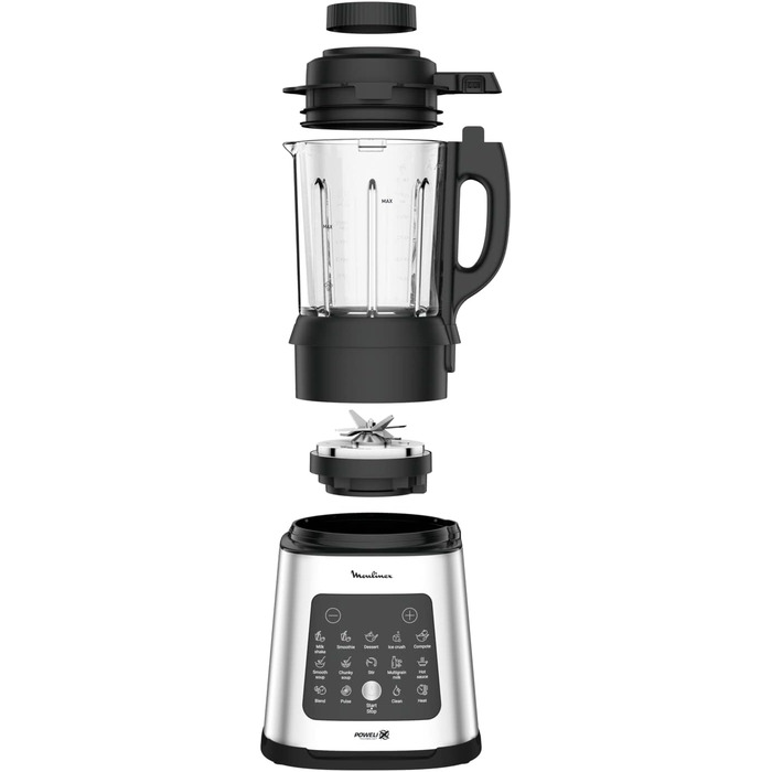 Moulinex PerfectMix Cook, Stand Mixer with 10 automatic programs, 1400 W, prepares hot and cold recipes, electric mixer with touchscreen, easy to clean, 2 l capacity, LM83SD
