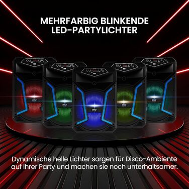 Портативна Bluetooth колонка Pyle 1680 Вт з мікрофоном, колесами та LED-підсвіткою для караоке та вечірок