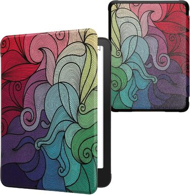 Чохол-книжка kwmobile для Amazon Kindle Paperwhite (2024)/Colorsoft - квітковий дизайн, магнітний замок, захисний чохол для електронного читача, синьо-червоно-білий, рожевий, блакитний, зелений