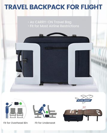LOVEVOOK Рюкзак-валіза для ручної поклажі, 40L, для ноутбука 17,3