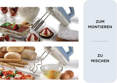 Міксер ручний Ariete Vintage 1548, 450W, 5 швидкостей, Turbo, 2 насадки, для тіста та збивання (Блакитний)